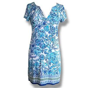Lilly Pulitzer Womens Sophiletta Dress Sz Small Blue Shell Me Love You UPF 50+